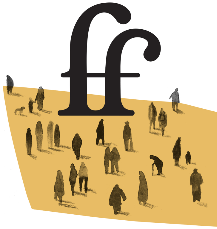 Freerange Future logo with large group of diverse people gathered around it